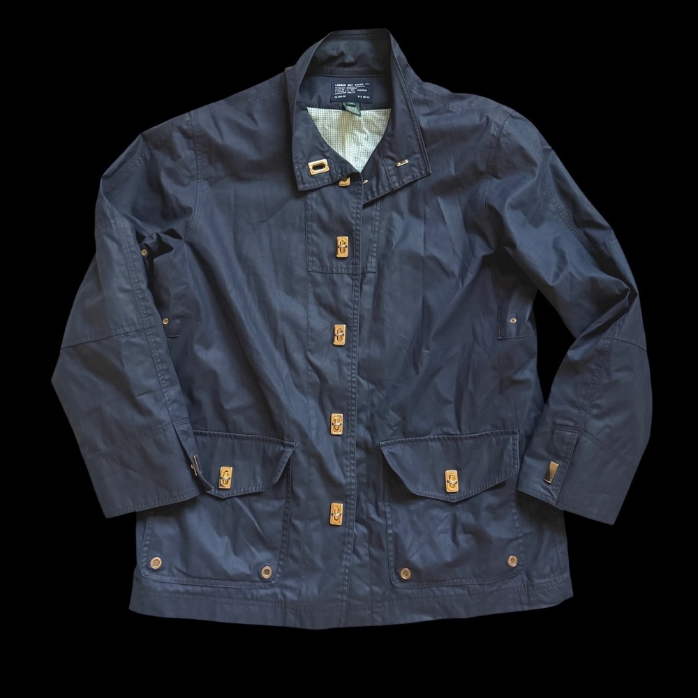 Lauren Ralph Lauren Navy Blue Barn Jacket Turn Lock Utility Field Coat GIF958006